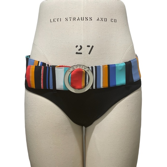 Captive Belted Bikini Bottoms with Contrasting Stripe Belt - Picture 5 of 8